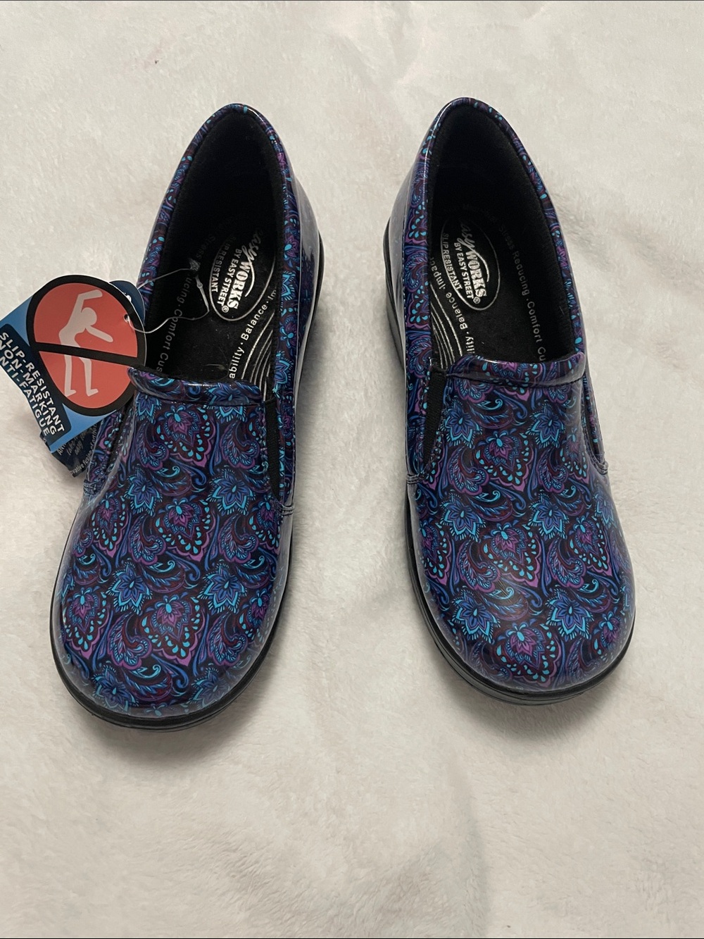 easy street Purple & Blue Paisley Slip-On Clogs